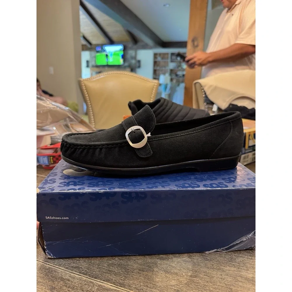 SAS LARA WOMAN SIZE 11.5 BLACK LOAFER TRIPAD COMFORT LEATHER BUCKLE The New Luxe